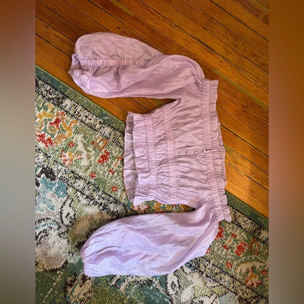 Lavender Off-Shoulder Crop Top - Picture 8 of 8